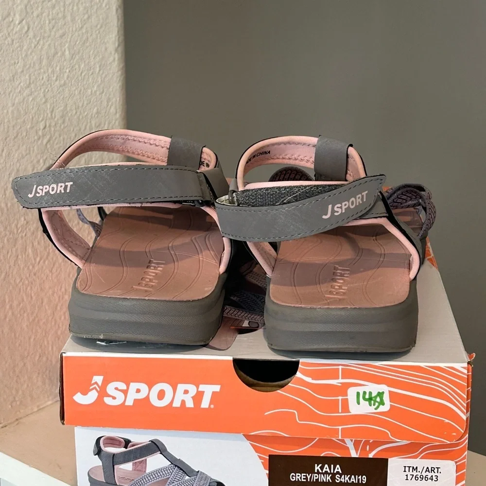 Jsport KAIA Women's Sports Sandal - Adjustable Straps (Pink/Grey) Size 9 - Picture 8 of 9